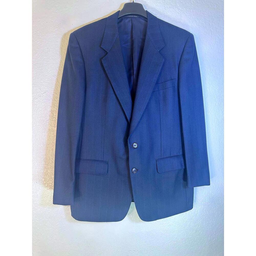 Mens 42 Ermenegildo Zegna Blue Pinstripe Blazer Business Office Corporate Luxury